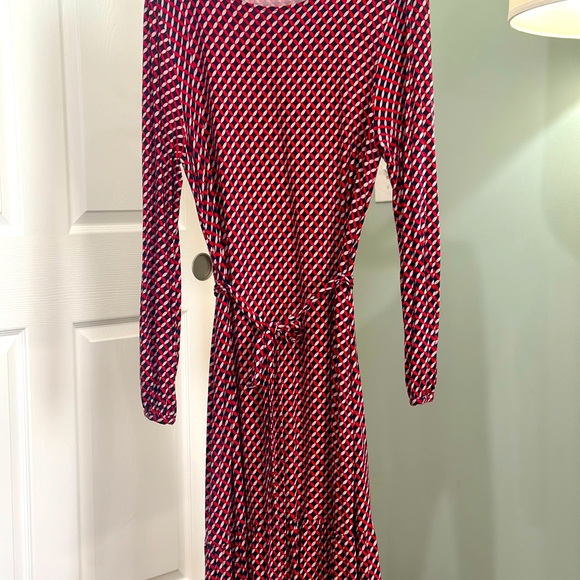 BODEN 14 Dress Navy Red Boatneck Ruffled Hem large XL - Picture 6 of 9